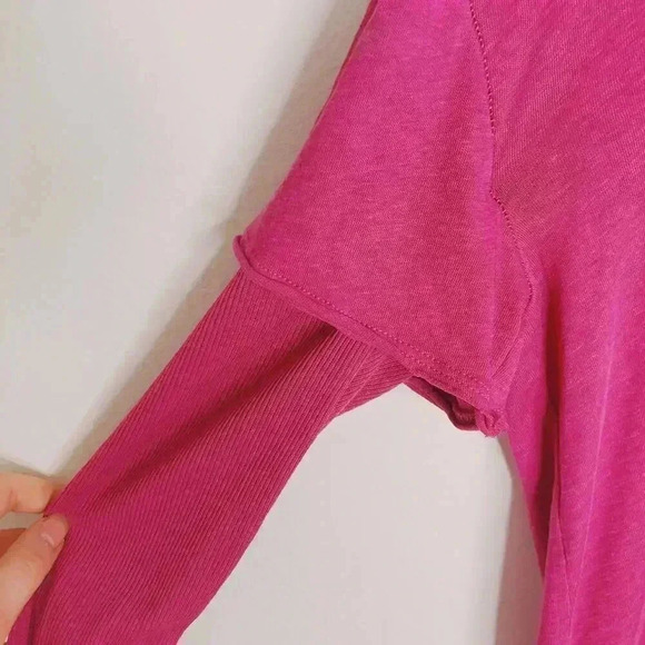 NWT Free People We the Free Long Sleeved Pink Fuscia Top Women's Size XS - Picture 5 of 11